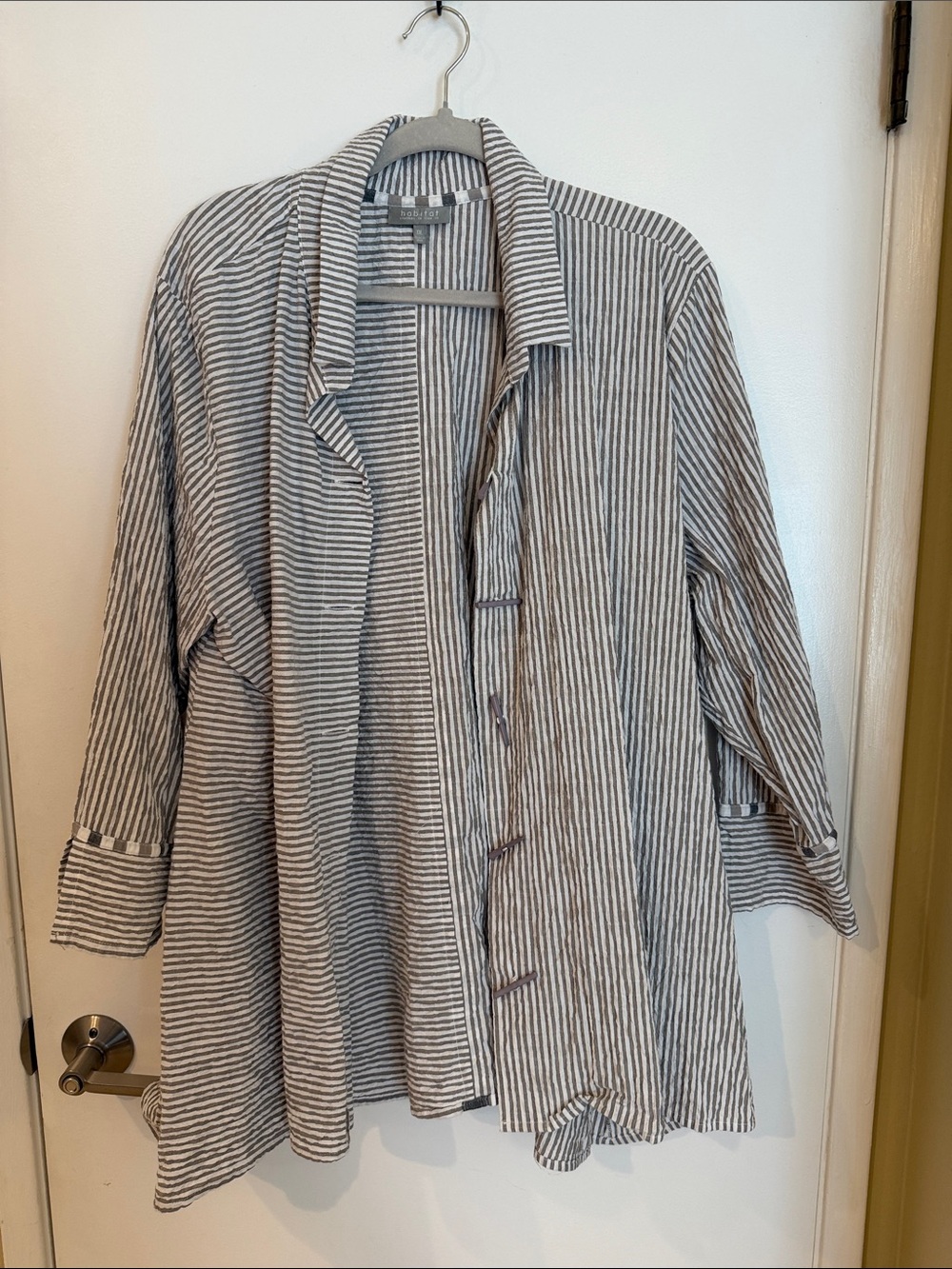 Habitat Gray and White Striped Button-Down Shirt